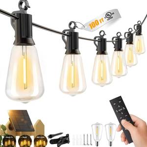lot 2095 image: Brightown  or - 50FT Solar String Lights Outdoor Waterproof with Remote, 312 LED Shatterproof Bulbs, Dimmable & Timable, 3 Light Modes - Commercial Grade Patio Lights for Garden Backyard Party Decor