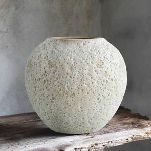 lot 2099 image: Rustic White Ceramic Vase Farmhouse Round Flower Clay Pottery Large Terracotta Floor Vases for Decorative Centerpiece Vintage Home Decor Aesthetic for Living Room Bedroom Table Entryway
