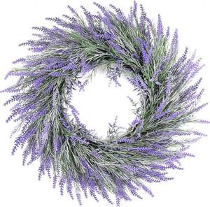lot 11211 image: Winter Spring Summer Lavender Door Wreath 20Inch Front Door Wreath All Seasons Wreaths Purple Artificial Lavender Wreaths for Outdoor Outside Indoor Window Home Rustic Farmhouse Decorations