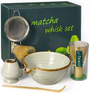 lot 11215 image: Matcha Whisk Set with Matcha Bowl, Matcha Bamboo Whisk, Scoop, Sifter, Matcha Whisk Holder Unique Gifts for Women Mom Her Girl Friend Home Kitchen Decor Gifts for Christmas, Birthday