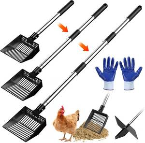 lot 11225 image: Metal Chicken Poop Scooper Heavy Duty Sifting Shovel Chicken Accessories Cleaning Tools Adjustable to 41.3 Long Handle Poop Shovel for Poultry Litter Scooper Supplies