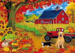 lot 11227 image: Fall Puzzles 500 Pieces - Jigsaw Puzzles for Adults - Pumpkin Corn Harvest in Autumn