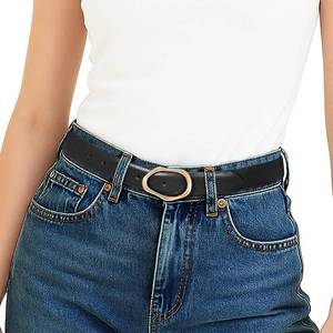 lot 11262 image: JASGOOD Women Leather Belt for Jeans Fashion Casual Waist Belt with Irregular Shapes Gold Buckle for Dresses Pants