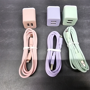lot 11270 image: iGENJUN 3Pack iPhone Charger, Dual Port USB Wall Charger Block Adapter with Long 6FT Lightning Cable Fast Charging Data Sync Cords for iPhone 14 13 12 11 Pro Max XR XS Plus-Multicolor