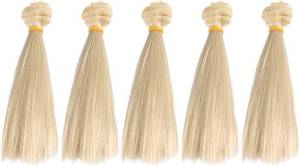 lot 11282 image: Sewroro 5pcs Doll Hair Wefts, DIY Wig Doll Making Straight Synthetic Doll Hair Doll DIY Craft Hair Doll Hair Braids for DIY Craft Doll Making (Dark Khaki)