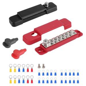 lot 11287 image: 2 Packs Red Black Battery Bus Bar 12 Terminal Power Distribution Block with 32 Wire Terminals and 2M4 Terminal Screws,2 x Protective Case for Automotive Car Boat Marine RV Truck