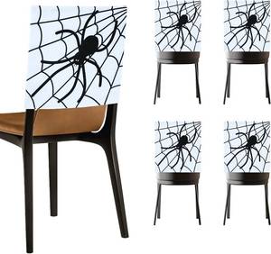 lot 11329 image: Halloween Chair Covers, Skeleton and Spider Design Chair Back Decor for Party, Halloween Home Decorations, Set of 4