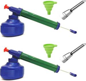 lot 11332 image: 6-Piece Household Garden Duster Powder Duster diatomite applicator and Spreader Includes 2 dusters, 2 Stainless Steel Shovels and 2 Folding funnels. (Green)