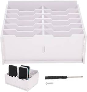 lot 11335 image: Angoily Desk Drawer Organizer Bamboo Wood Organizer Tray Desktop Cell Phone Divider and Storage Containers with Compartments for Kitchen Bathroom Office Desk Makeup Jewelry Utensils 12 Gird Box