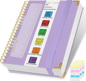 lot 11337 image: HAUTOCO Spiral Notebook 8.5x 11, College Ruled Leather Notebook Journal with 320 Pages, A4 Purple Hardcover Notebook, 100 GSM Paper, Lined Paper Journaling Notebooks for Women Work School Office