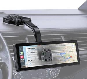 lot 11367 image: Suction Cup CarPlay Mount Upgraded Low-Profile Windshield & Dashboard CarPlay Holder, No-View Obstruction, Strong Hold for 7 10.26 Portable CarPlay Screens