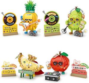 lot 11372 image: MEIEST Mini Fruit Party Building Blocks Set,Cute Fruit Rock Band Collection Construction Building Bricks Toy,Hip-hop Style Home Decor (4 in 1)