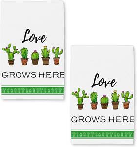lot 11373 image: Plant Cactus Kitchen Towels Set of 2 Dish Towels Kitchen Hand Towels Absorbent Quick Dry Microfiber Cloth Dish Towels Drying Towel 18 x 26,