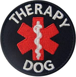 lot 11380 image: Therapy Dog Patches EMS ESA Medic Paramedic Star of Life VestsHarnesses Applique Embroidered Fastener Hook & Loop Emblem
