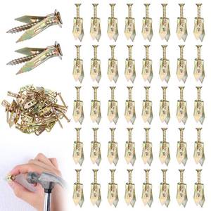 lot 11383 image: 80Pcs Self Drilling Drywall Anchors, Metal Expansion Bolt for Drywall Gold Screw Anchors Heavy Duty for Fixing Picture, Furniture, Flags, Outdoor Decor No Drill and Holes in Wall(1.18 in)