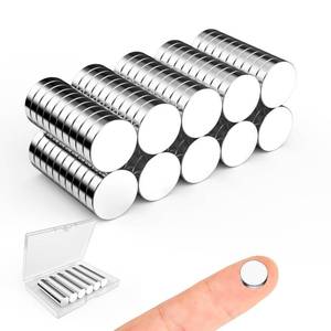 lot 11408 image: Round Craft Magnets, Caturledas 100 Pack 9x2mm Small Round Magnetic Rare Earth Neodymium Magnet, Silver