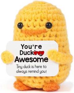 lot 11411 image: Mini Funny Positive Cute Duck Emotional Support Encourage Crochet Gifts Birthday Valentine for Women Men Cute Duck Home Decor Positive Encourage Duck Positive Crochet Animals(Youre Duck Awesome)