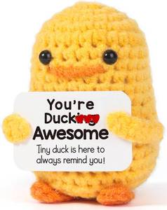 lot 11443 image: MBL Inspirational Positive Crochet Duck - Funny Crochet Duck Pickle Potato Emotional Cheer Support Birthday Thanksgiving Christmas Stocking Stuffer Xmas for Colleges Her Him Men Friends Coworker
