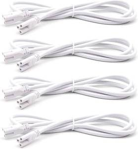 lot 11449 image: 4FT 1.2 Meter T5 T8 LED Tube Light Fixture -Linkable Cords, Double End Connector Cable, PowerExtension Wire for LED Integrated Single Fixture,Shop, Garage, Under Cabinet Light - 4Pcs