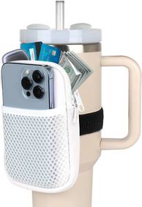 lot 11463 image: evron Water Bottle Pouch for Stanley Cup, Stanley Cup Accessories 40oz with Spacious Opening Mesh Pocket Fit for Most Mobiles,Gym Accessories Slip Proof Elastic Armband Tumbler Pouch