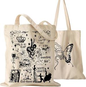 lot 11483 image: Aesthetic Canvas Tote Bag for Women Pattern Trendy Casual Music Inspired Cloth Totes Bag for Shopping