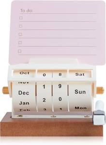 lot 11518 image: small desktop calendar 2025-2026 Any year) Wooden Wheeling Calendar Month Week Day Date Display for Home Office,Reusable Reminder List Travel Record Card Metal & ABS Desk Calendar with Reminder Card and Erase Marker portable and reusable