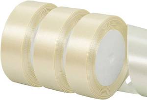 lot 11522 image: 3 Rolls Satin Ribbon 1 Inch x 25 Yards Solid Color Fabric Ribbon for Gift Wrapping, Crafts, Hair Bows Making, Wreath, Wedding Party Decoration and Sewing Projects (Beige)