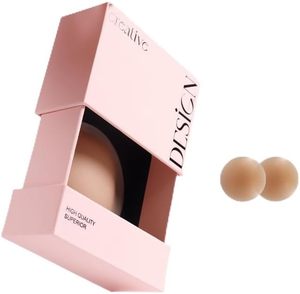 lot 11538 image: Fundas para pezones para mujer, reutilizables, adhesivas, de silicona, dise o invisible y lavable con caja de viaje Beige (b)