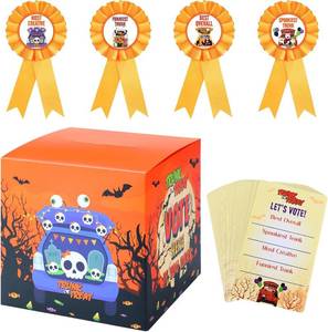 lot 13000 image: Sasylvia 55 Pcs Halloween Trunk or Treat Contest Ballot Kit Includes 1 Contest Ballot Box, 4 Trunk or Treat Award Ribbons and 50 Voting Cards for Game Home Office Halloween Party Supplies