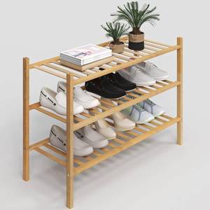 lot 13020 image: Z&L HOUSE 3-Tier Shoe Rack for Closet, Stackable Shoes Rack Organizer Free Standing Shoe Shelf for Entryway and Closet Hallway, Multifunctional Bamboo Rack in Different Combinations (3-Tier)