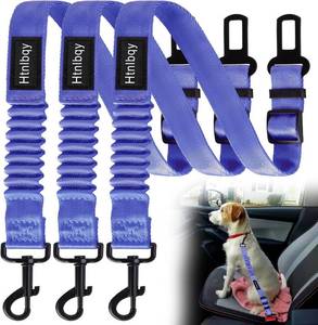 lot 13041 image: 3 Pack Thickened Dog Seat Belt, Set Retractable Dog Car Adjustable Seatbelts for Vehicle Nylon Pet Safety Heavy Duty & Elastic & Durable Car Harness for Dogs, Black