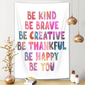 lot 13042 image: Wathon Positive Inspirational Quote Tapestry Motivational Wall Art Office Wall Decor Home Decor Watercolor Rainbow Style Tapestry for Bedroom Living Room Dorm 36X48