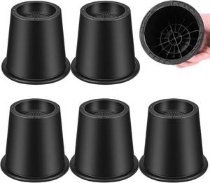 lot 13072 image: Bed RiserFurniture Lift BedBed risersFurniture LifterTable risersFrame Risers Create Under Bed Storage Heavy Duty for Furniture Height Adjustment Round Black (6 Pack, New 4 Inch)