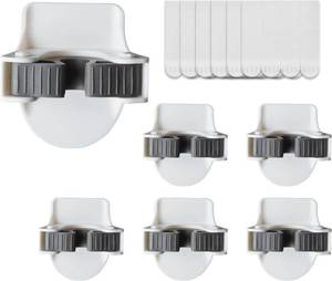 lot 13088 image: JELLYSUB Broom and Mop Grippers, 6 Broom Holders, 24 Removable Adhesive Strips, No Tools Household Cleaning Supplies Organizer, Damage Free Broom Holder Wall Mount