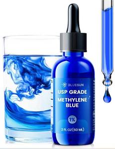 lot 13102 image: Bluesun Methylene Blue Drops 1% - USP Grade 2FL.OZ(60ml) - Third-Party Tested - Pharmaceutical Quality - Amber Glass Bottle - COA Included - Formaldehyde-Free - Made in The USA