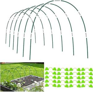 lot 13109 image: Garden Hoops for Raised Beds, 36 Pcs Diameter 7 mm 8 ft Greenhouse Hoops Grow Tunnel with 24 Pcs Clips, Fiberglass Garden Hoops Frame for Garden Netting, Plant Row Cover, Shade Cloth