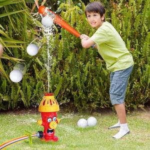 lot 13122 image: Water Sprinkler Baseball Toy for Kids, 2 in 1 Splash T-Ball Set Outdoor Summer Water Play Spray Hose Backyard Fun Fire Hydrant Includes 1 Baseball bat and 2 Balls(Blue)