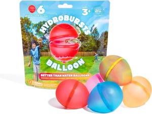 lot 13162 image: Hydroburst 6-pack Reusable Water Balloons by Relatable, For The Pool, Beach Toys And Outdoor Play Toys, Includes 6 Refillable Balloons