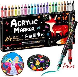lot 13166 image: WINSONS 24 Colors Direct Liquid Ink Markers Set Permanent Acrylic Markers for Multi-Surface Use, Non-Toxic, Ideal for Art, Crafts & DIY Projects (24 Colors)