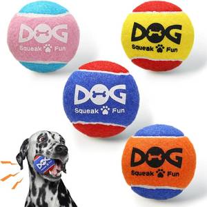 lot 13198 image: Squeaky Balls for Dogs, Squeaky Dog Toys Balls for Fetch, Funny Puppy Chew Toys, Built-in Squeaker, Idea for Doggie Birthday Gift, Medium - 4 Pack