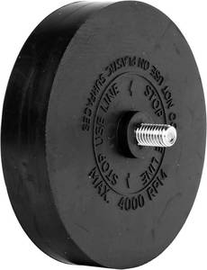 lot 13209 image: Rubber Eraser Wheel Adhesive Remover Fast & Safe Decal, Sticker, and Tape Removal Tool for Cars, RVs, Fiberglass & More Black Drill Attachment Included Paint-Safe