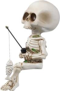 lot 13218 image: GANAZONO Skeleton Aquarium Decoration Skull Fish Reptile Tank Decor Fishing Skull Statue Resin Skeleton Figurines Sculptures Halloween Decoration