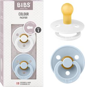 lot 13239 image: Bibs Pacifiers Color Collection, Set of 2 BPA-Free Latex Pacifiers Made in Europe, Round Nipple Baby Pacifier.