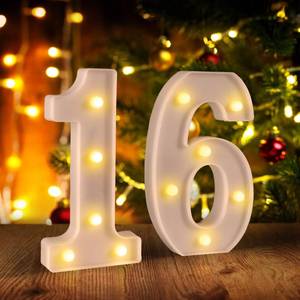 lot 13265 image: 16th Birthday Decorations for Girls Boys,Sweet 16 Party Decorations for Centerpieces Table,Light Up Numbers Sweet 16 Sign for Party Backdrop Wall Decor for 16th Wedding Anniversary Decoration