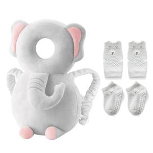 lot 13277 image: Baby Toddler Head Protector, Baby Head Protection Backpack, Adjustable, Lightweight and Breathable, Grey Elephant