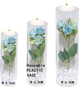 lot 13284 image: Floating Flower for Table Centerpieces Artificia Blue Rose Plastic Vase Fillers with Floating Candles Clear Water Beads and Fake Ice Decoration for Wedding Party Home Bar Restaurant Festival