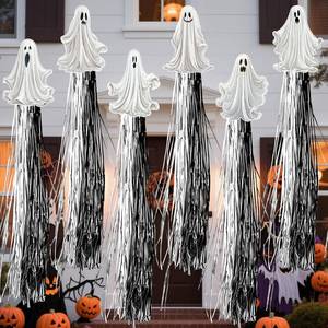 lot 13318 image: 8 PCS Halloween Decorations Outdoor Ghost Hanging Decorations with Tassels Horror Spooky Ghosts Halloween Party Decorations for Lawn Garden Room Wall Door Decor