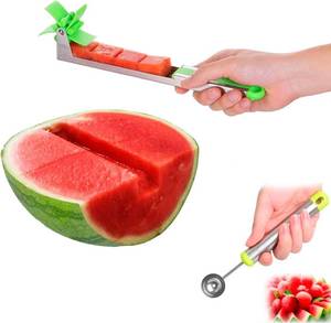 lot 13322 image: Watermelon Slicer Cutter - Stainless Steel Knife Corer Fruit Vegetable Tools Kitchen Gadgets with Melon Baller Scoop Extra