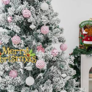 lot 13323 image: 105 PCS Christmas Ball Ornaments Set, Assorted Christmas Ornaments with Star Tree Topper, Plastic Shatterproof Christmas Hanging Decoration for Xams TreeBirthdayHoliday Decor (Pink & White)