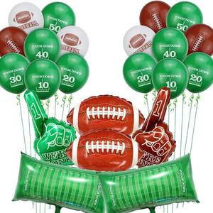 lot 13336 image: 27 Pcs Football Balloons - Extra Large Size Birthday Foil Balloons Football Party Decorations Set for Boys Sports Event Game Day
